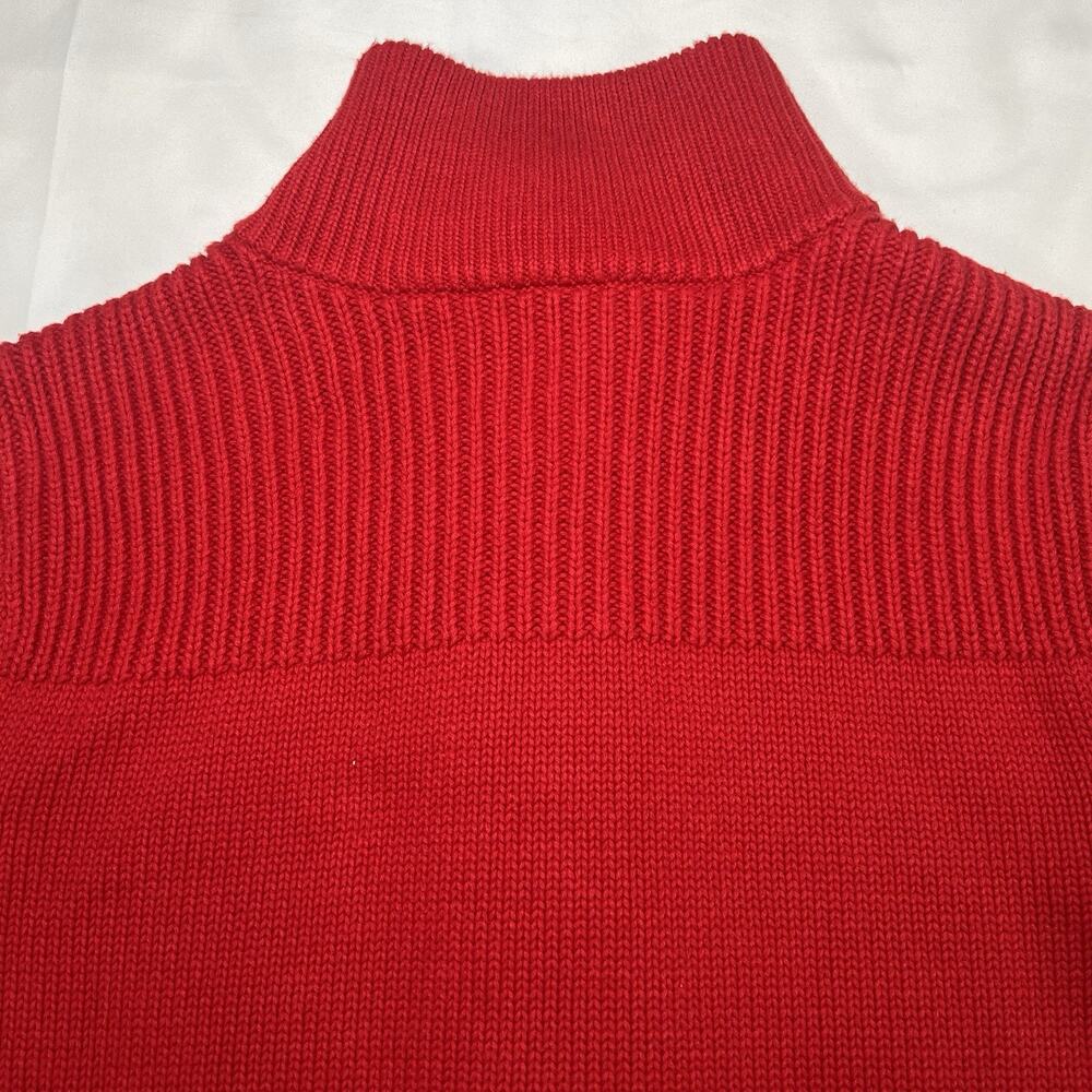 CHAPS Cardigan Sweater Women’s Size S Red Gold Buttons Front Chunky Knit Preppy - Picture 9 of 11